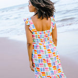 Vestido SUGARHILL Estelle Off White Curved Geometric