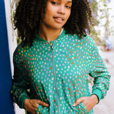 SUGARHILL Bobbi Green Rainbow Pebbles Bomber Jacket