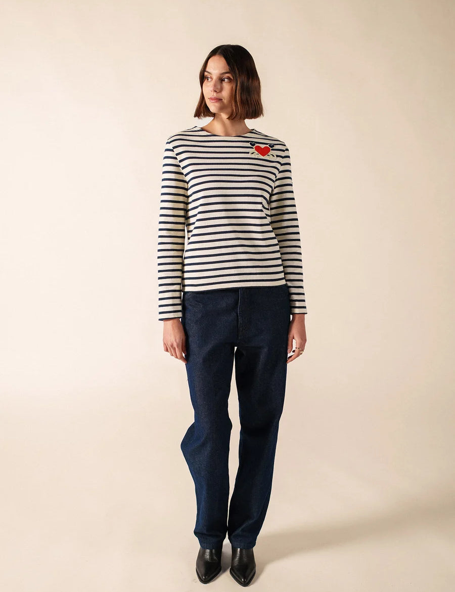 Camiseta SAINT JAMES Portune Ecru / Marine