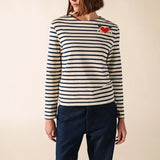 Camiseta SAINT JAMES Portune Ecru / Marine