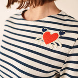 Camiseta SAINT JAMES Portune Ecru / Marine
