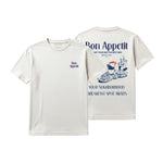 Camiseta Boston Bon Appétit Blanco Roto, vista frontal y trasera