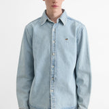Camisa EDMMOND STUDIOS Duck Patch Denim plain bleach