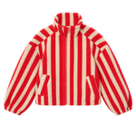 Chaqueta sherpa Wide Stripes The Tiny Big Sister AW26-653 vanilla y rojo oscuro - vista frontal