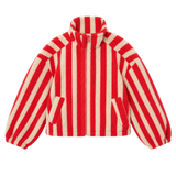 Chaqueta sherpa Wide Stripes The Tiny Big Sister AW26-653 vanilla y rojo oscuro - vista frontal