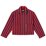 Chaqueta vaquera Stripes The Tiny Big Sister AW26-782 rojo oscuro y azul marino - vista frontal