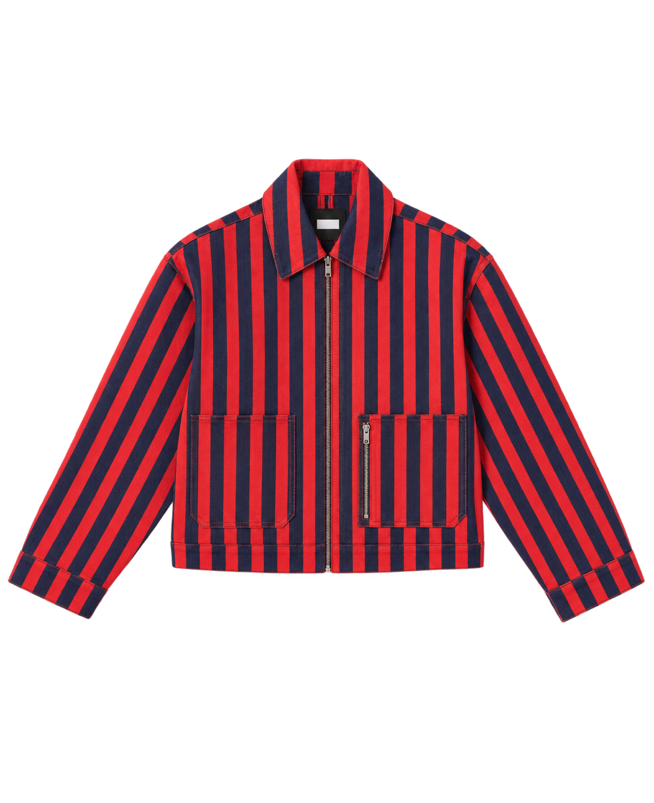 Chaqueta vaquera Stripes The Tiny Big Sister AW26-782 rojo oscuro y azul marino - vista frontal