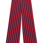 Pantalón vaquero Stripes The Tiny Big Sister AW26-783 rojo oscuro y azul marino - vista frontal