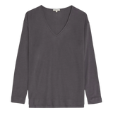 YERSE Vera Flowy T-shirt V-neck Anthracite