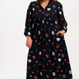 SUGARHILL Dottie Maxi-Hemdkleid, schwarze Glücksbringer