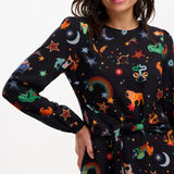 Vestido SUGARHILL Oksana Mini Black, Zodiac Rainbow Skies