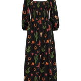 Vestido SUGARHILL Zinnia Shirred Midi Black Cowgirl