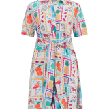 SUGARHILL – Dessie – Kleid „Dschungelfliesen“ in Off-White