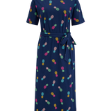 Vestido SUGARHILL Moira Midi Navy Rainbow Pineapples