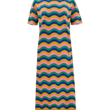 SUGARHILL Stephanie Midi Dress Multi Rainbow Waves