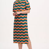 SUGARHILL Stephanie Midi Dress Multi Rainbow Waves