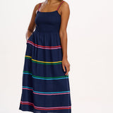 SUGARHILL – Penrose – Zickzackkleid mit Regenbogenmuster, Marineblau