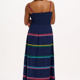 SUGARHILL – Penrose – Zickzackkleid mit Regenbogenmuster, Marineblau