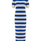 SUGARHILL Sybil Blau-weißes Kleid, Kontrastkragen