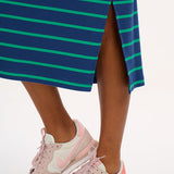 Vestido SUGARHILL Britanny Midi Blue Green Stripes