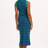 Vestido SUGARHILL Britanny Midi Blue Green Stripes