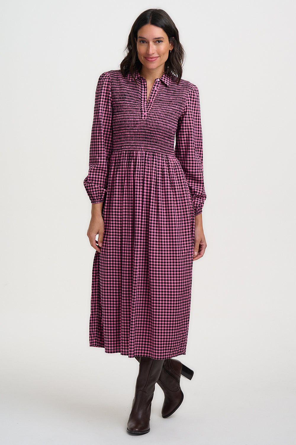 Vestido SUGARHILL Diana Midi Rose Gingham — vista 3