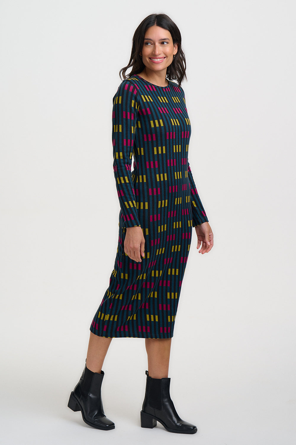Vestido SUGARHILL Bree Midi Petrol Lights — vista 4