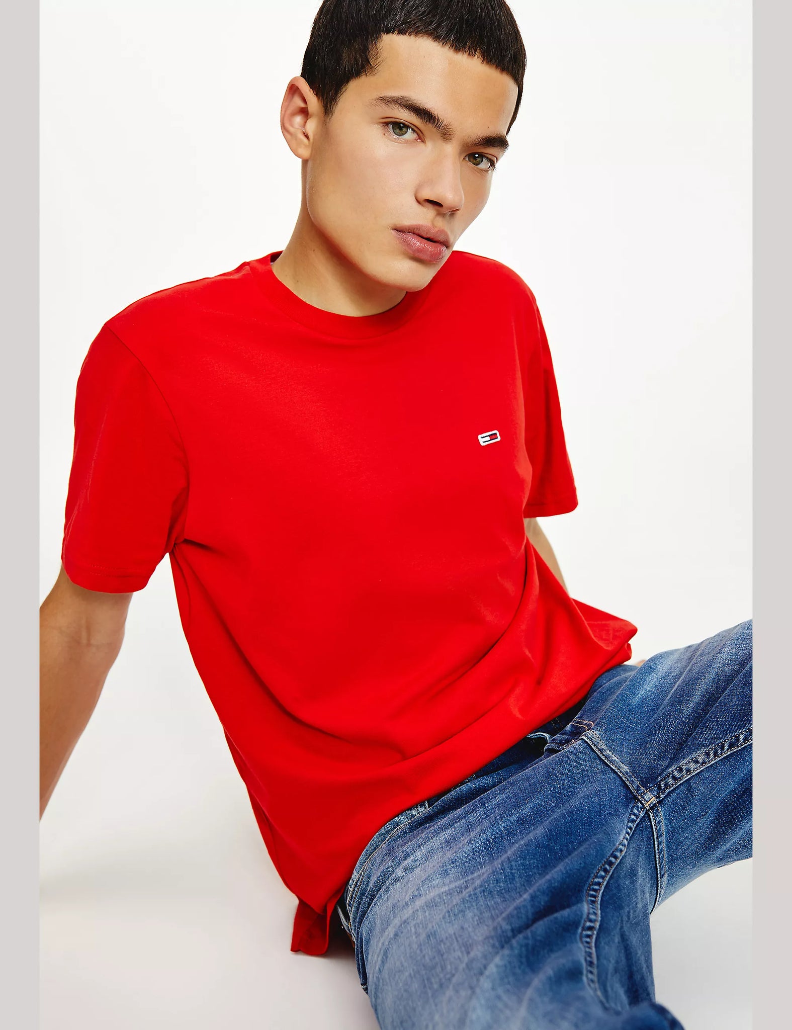 Rotes T-Shirt aus Bio-Baumwolle von Tommy Jeans Classics 