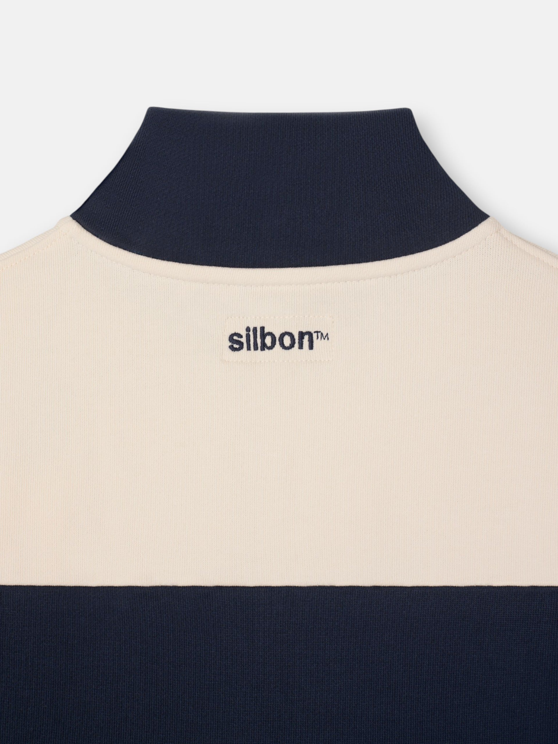 Sudadera SILBON Media Cremallera Raya Ancha Azul Marino - foto oficial 4