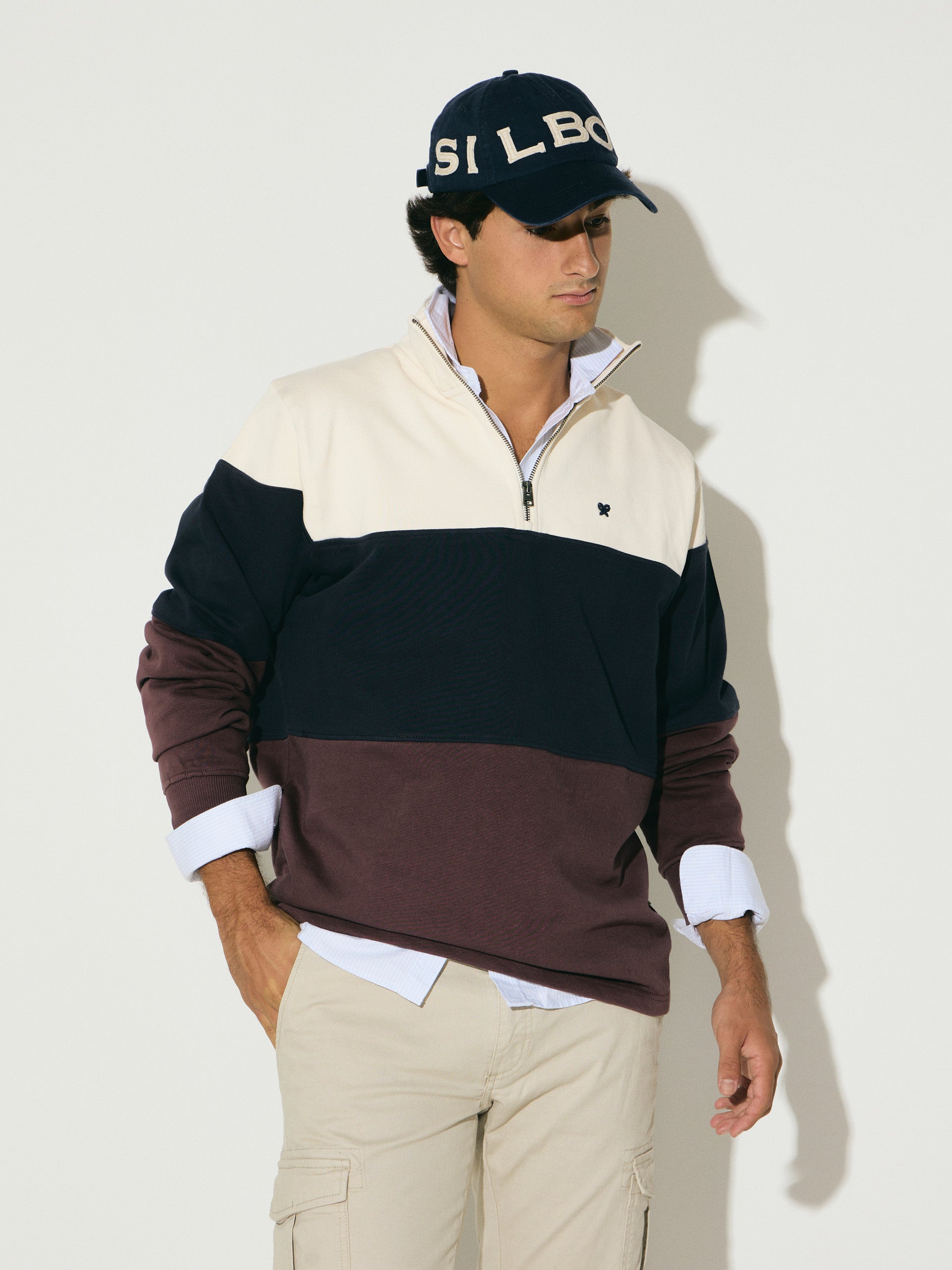 Sudadera SILBON Media Cremallera Bloques Azul Marino - foto oficial 3