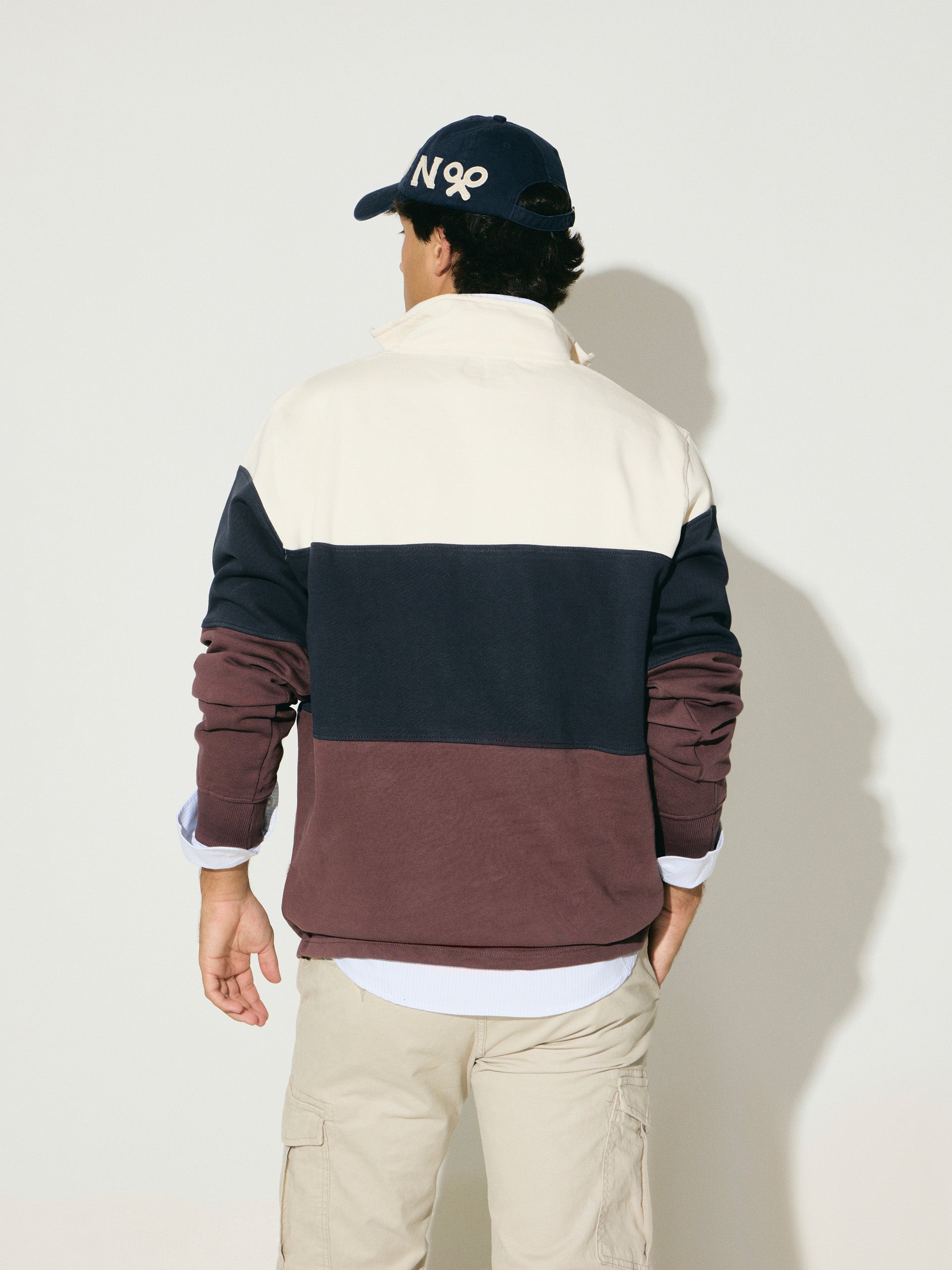 Sudadera SILBON Media Cremallera Bloques Azul Marino - foto oficial 8