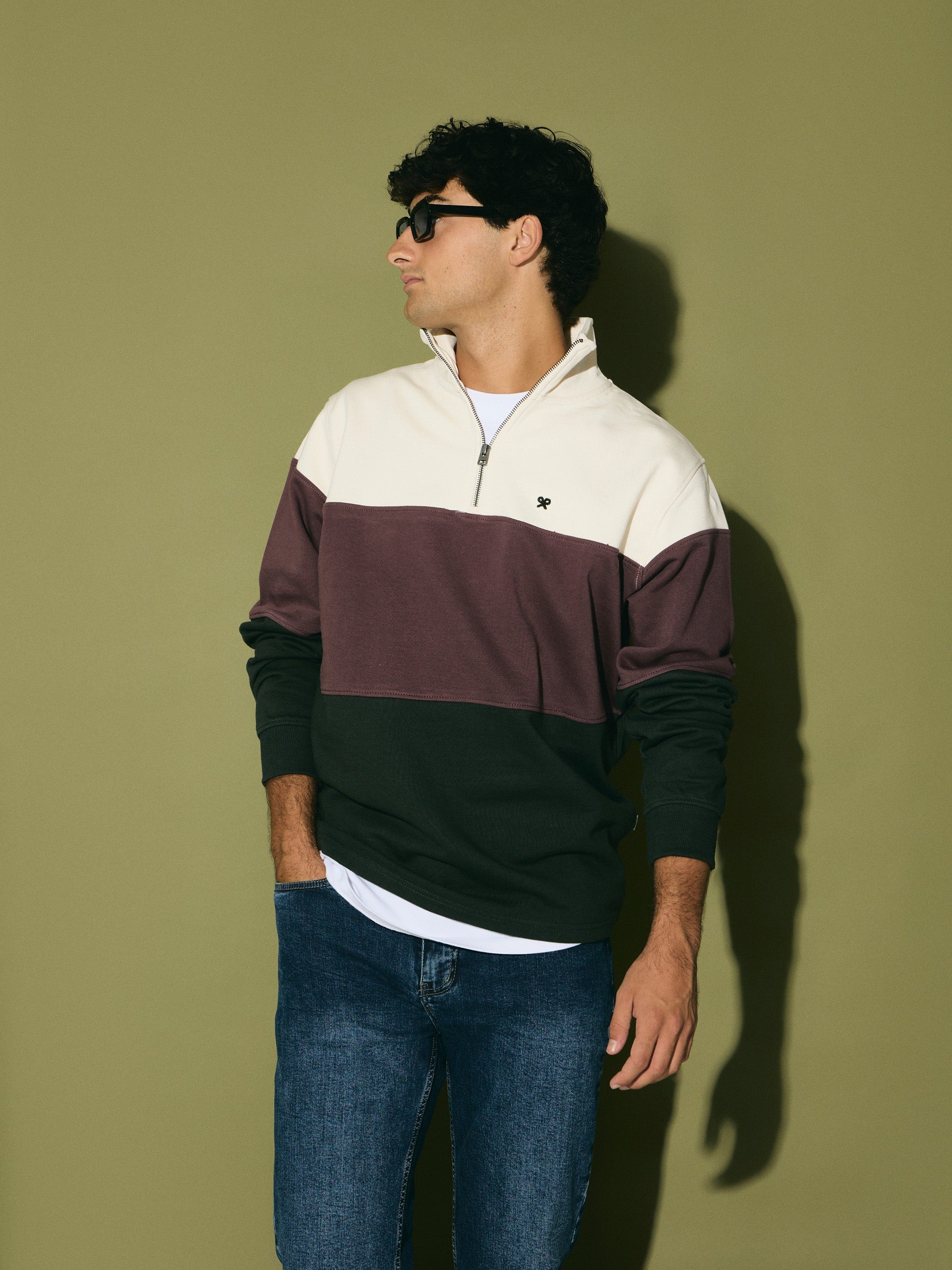 Sudadera SILBON Media Cremallera Bloques Verde - foto oficial 3