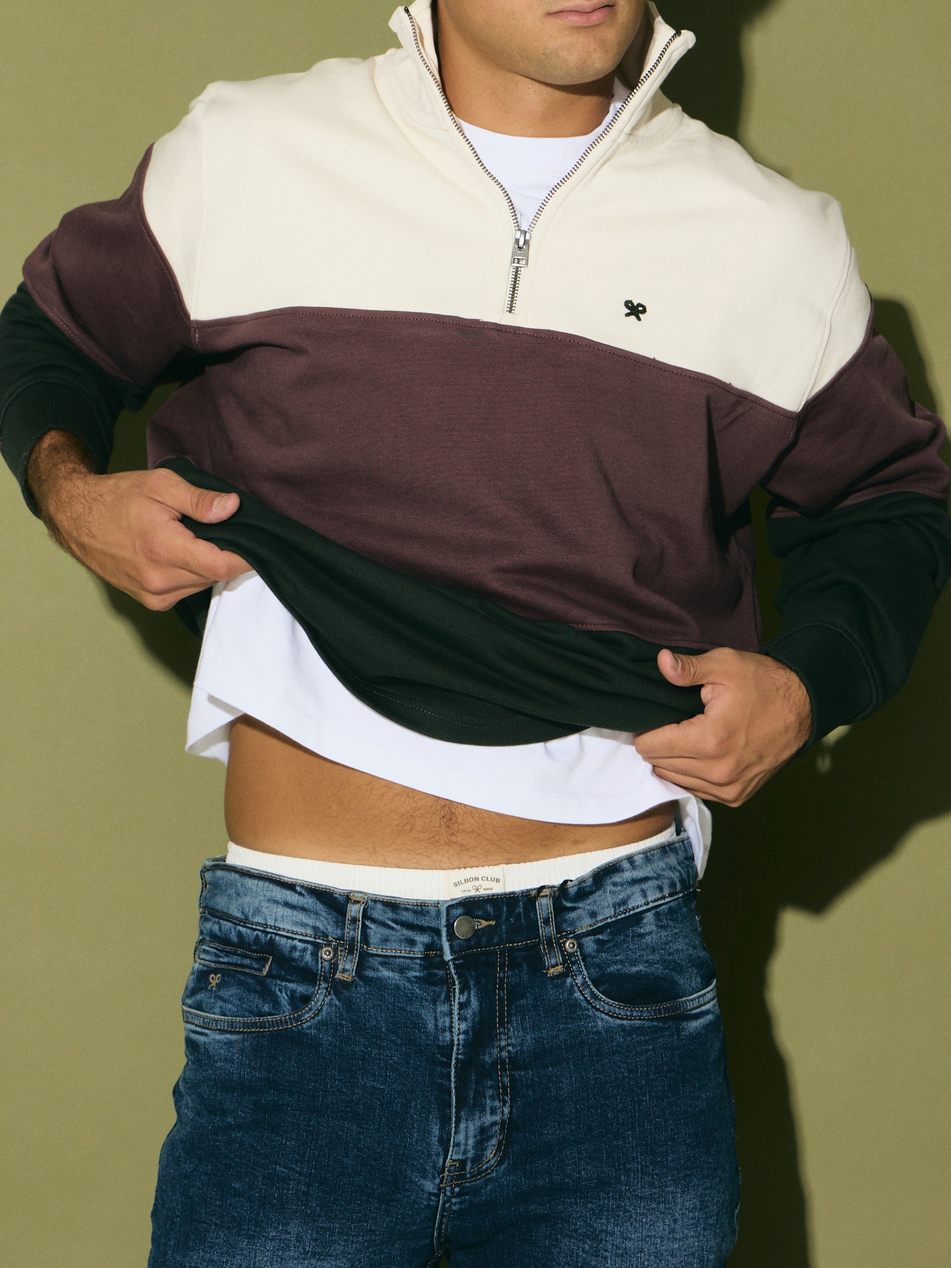Sudadera SILBON Media Cremallera Bloques Verde - foto oficial 4