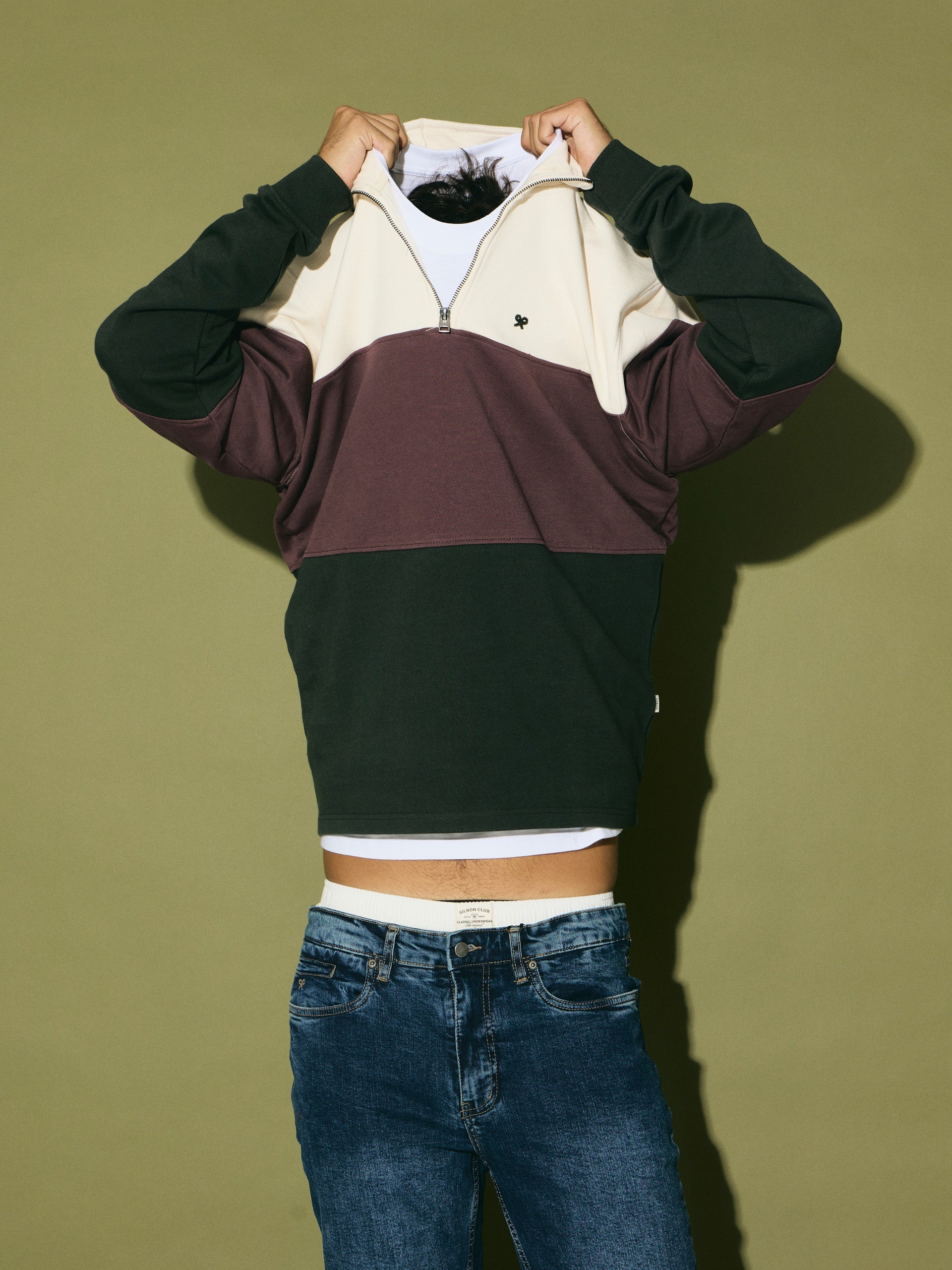 Sudadera SILBON Media Cremallera Bloques Verde - foto oficial 7