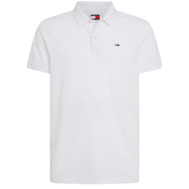 Polo Tommy Jeans Slim Placket Blanco