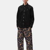 Camisa CARHARTT WIP L/S Madison Cord Soot, otra vista con modelo