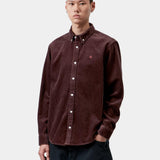 Camisa CARHARTT WIP L/S Madison Cord Amarone, vista frontal con modelo