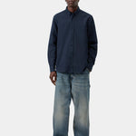 Camisa CARHARTT WIP L/S Bolton Dark Navy, otra vista con modelo