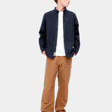 Camisa CARHARTT WIP L/S Bolton Dark Navy, otra vista con modelo