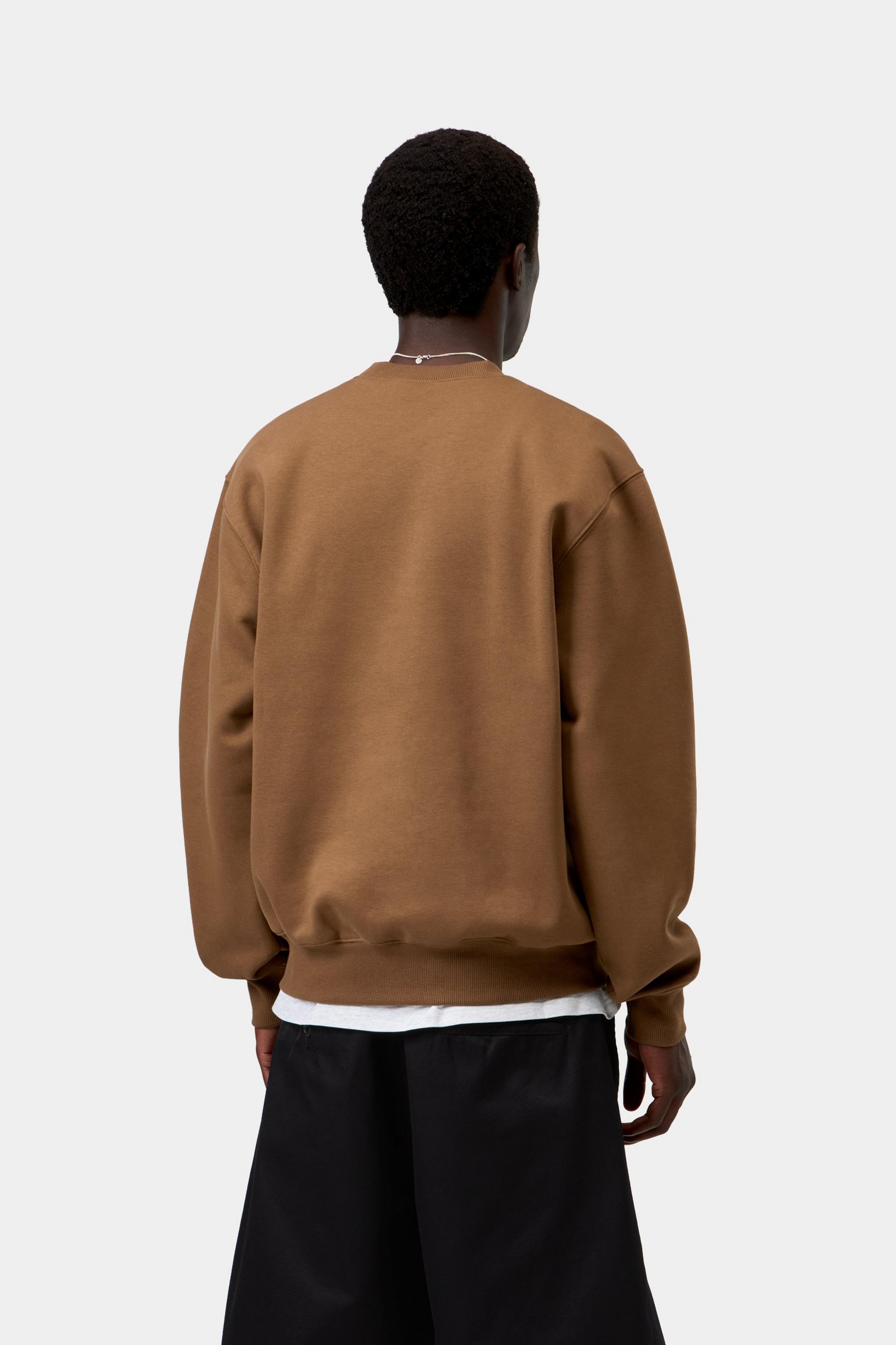 Sudadera CARHARTT WIP Carhartt Hamilton Brown / Black, vista trasera con modelo