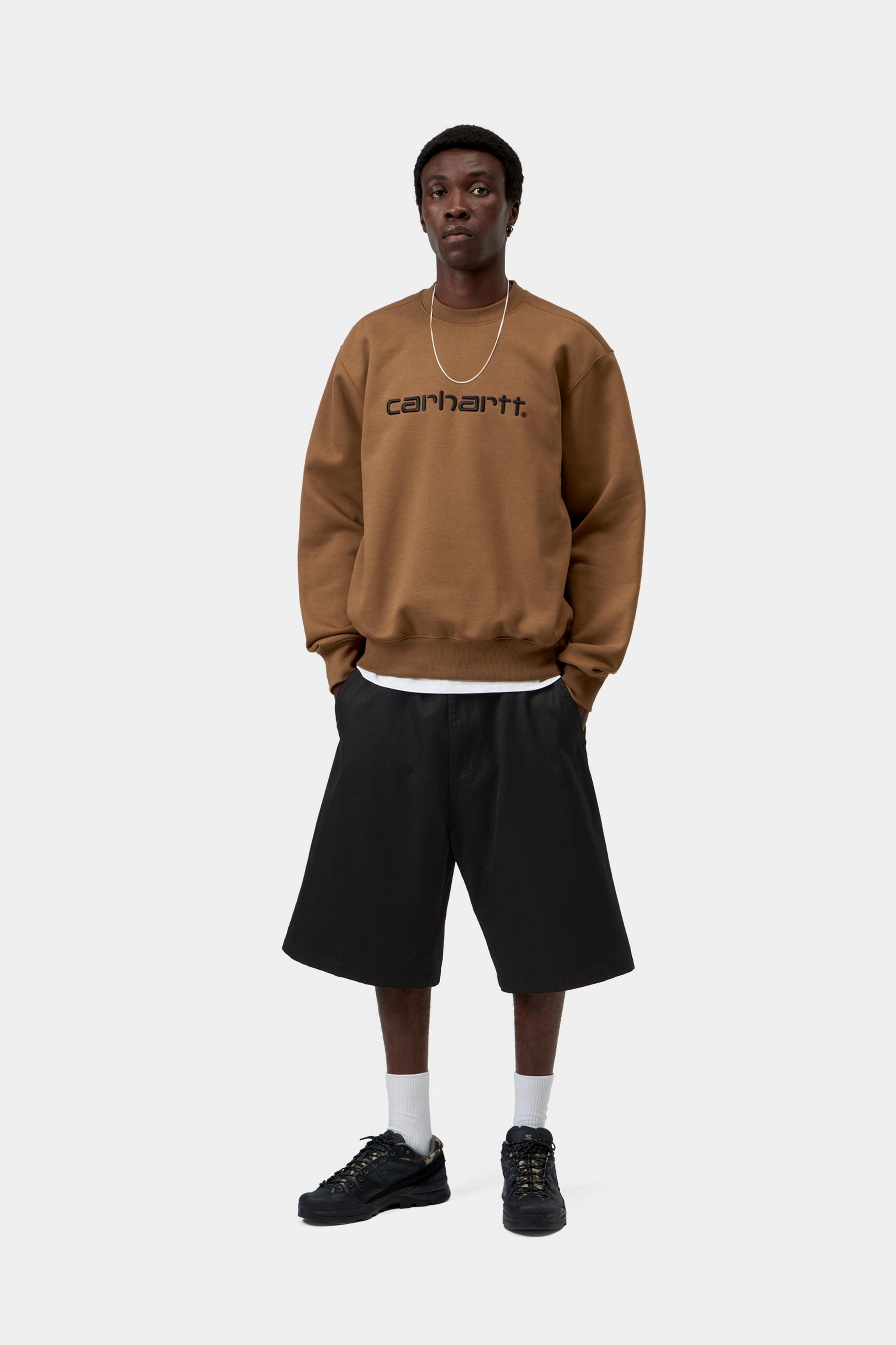 Sudadera CARHARTT WIP Carhartt Hamilton Brown / Black, otra vista con modelo