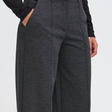 Pantalones ICHI Kate Office Wide Dark Grey Melange