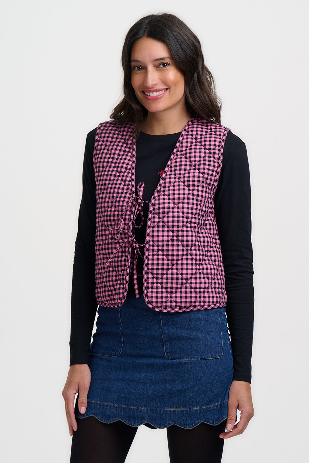 Chaleco SUGARHILL Vander Reversible Rose Gingham — vista 3