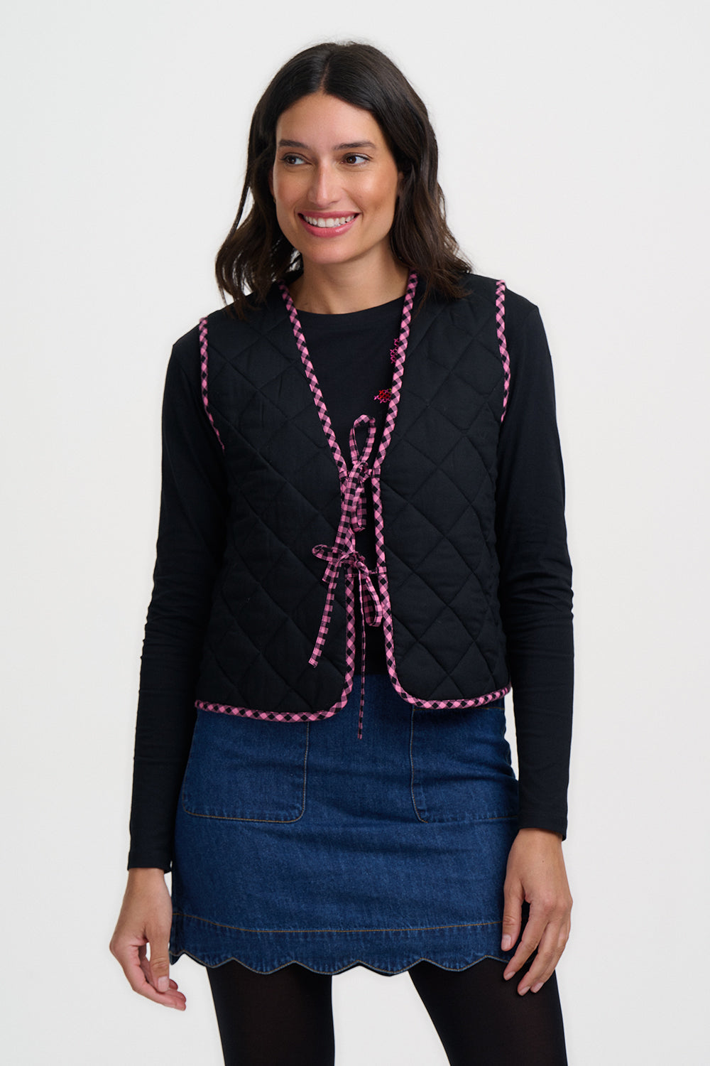 Chaleco SUGARHILL Vander Reversible Rose Gingham — vista 4