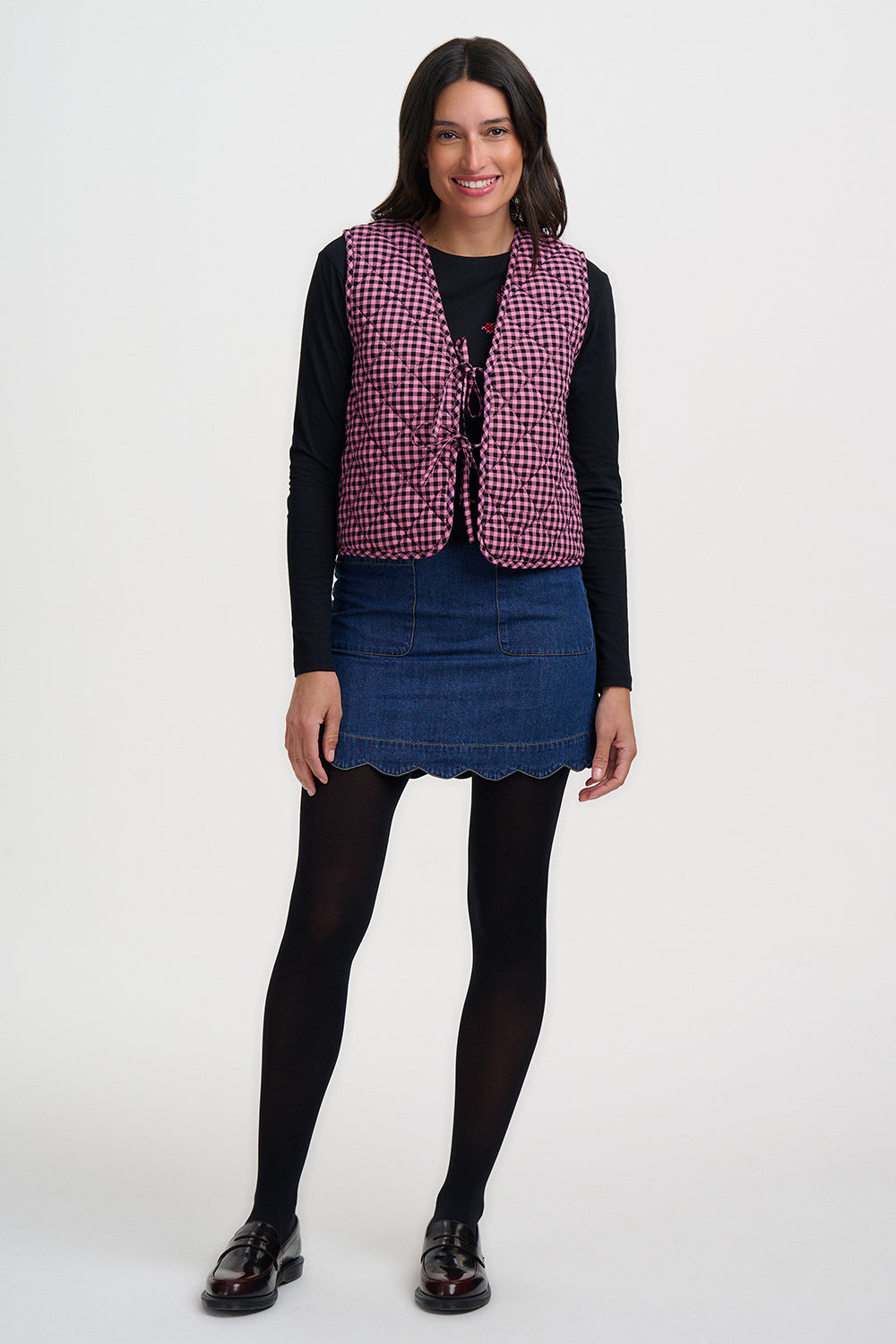 Chaleco SUGARHILL Vander Reversible Rose Gingham — vista 7