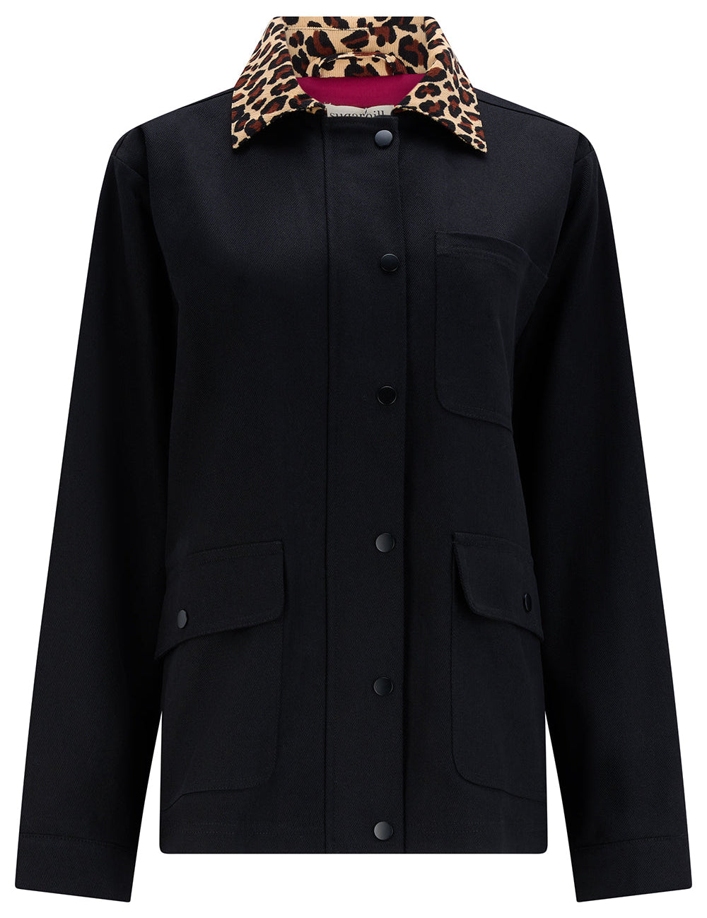 Chaqueta SUGARHILL Raye Black Leopard Collar — vista frontal del producto