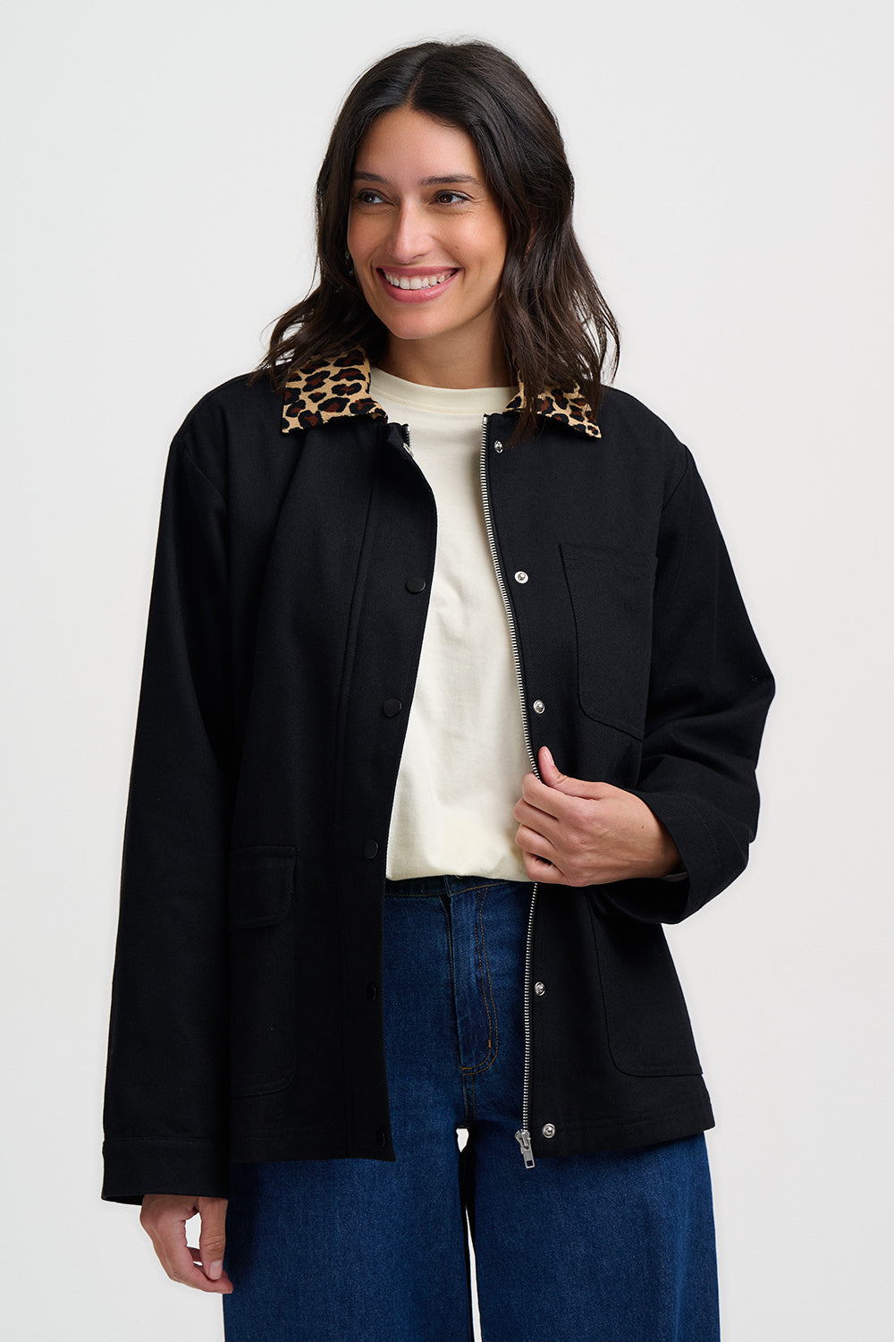 Chaqueta SUGARHILL Raye Black Leopard Collar — vista 3