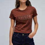 SALSA JEANS Logo Medium Brown T-shirt