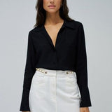 SALSA JEANS Half Placket Black Shirt 