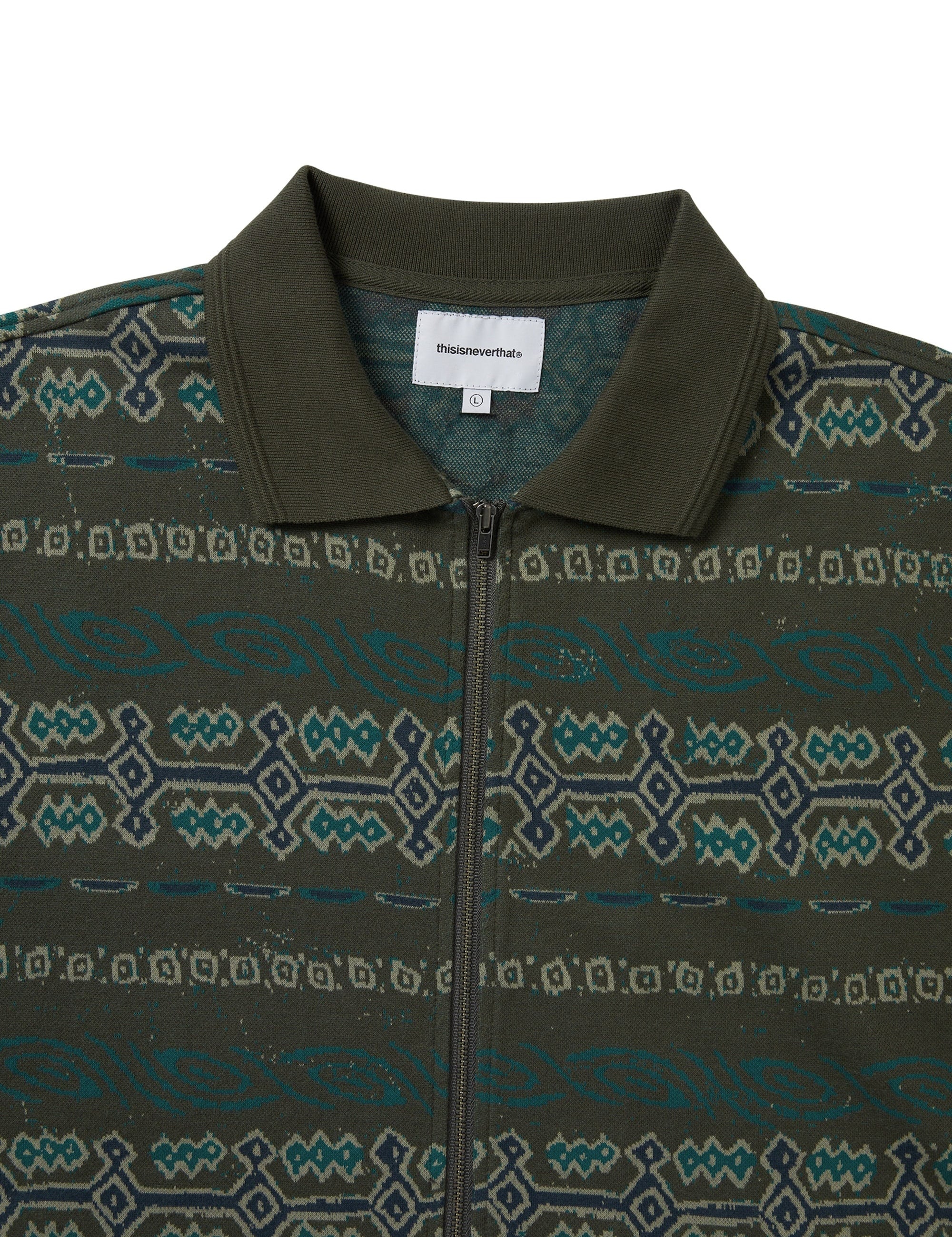Polo THISISNEVERTHAT™ Jungle Jacquard Zip Up Top Olive